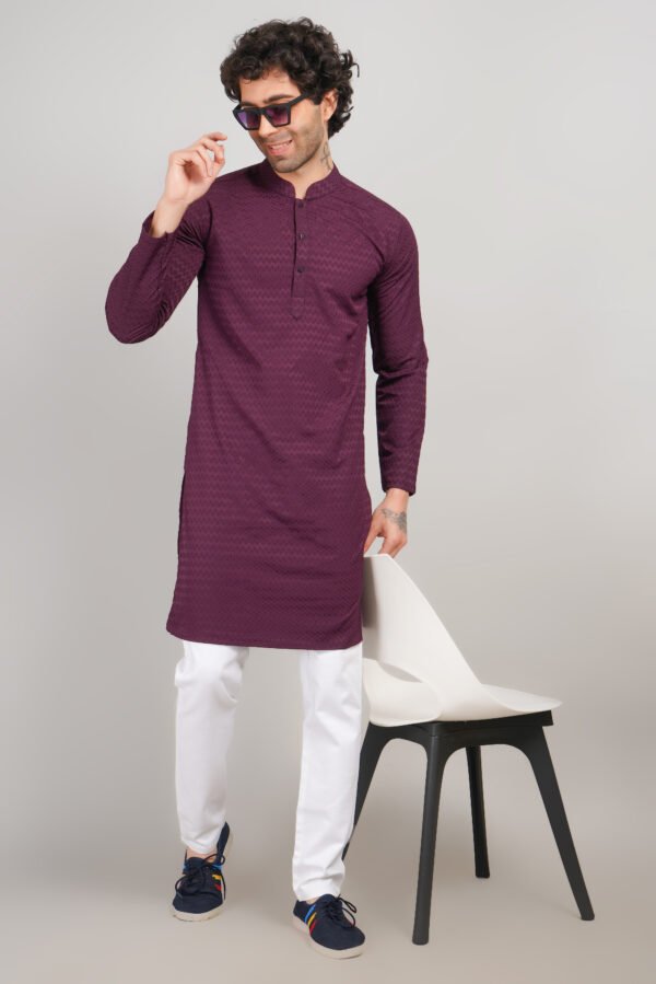 Men's Premium Cotton Blend Kadhai Kurta | Ethnic Wear | Traditional Indian Festive Kurta - Image 3