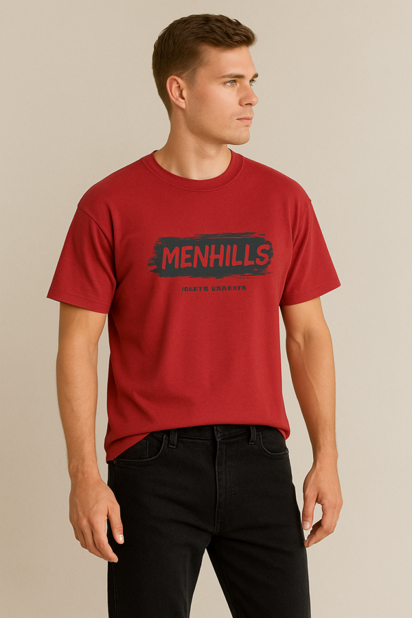 Menhills,Down Shoulder Printed Tshirt - Image 2