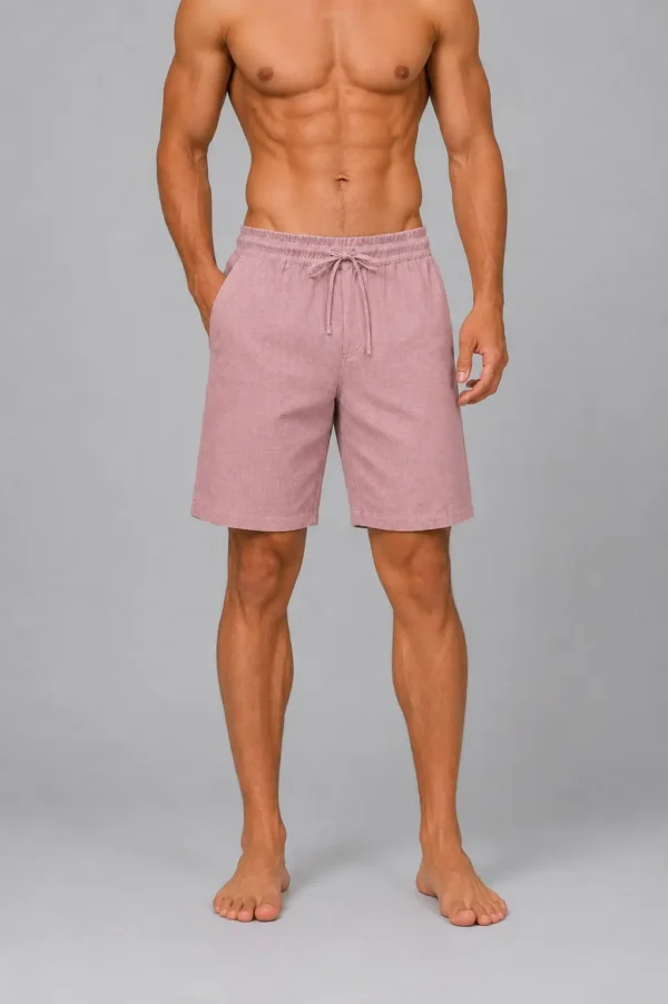 Muted Pink Linen Comfort-Fit Shorts