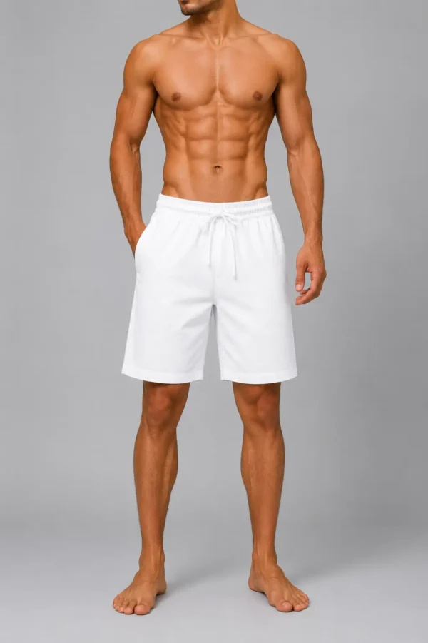 White Linen Comfort-Fit Shorts
