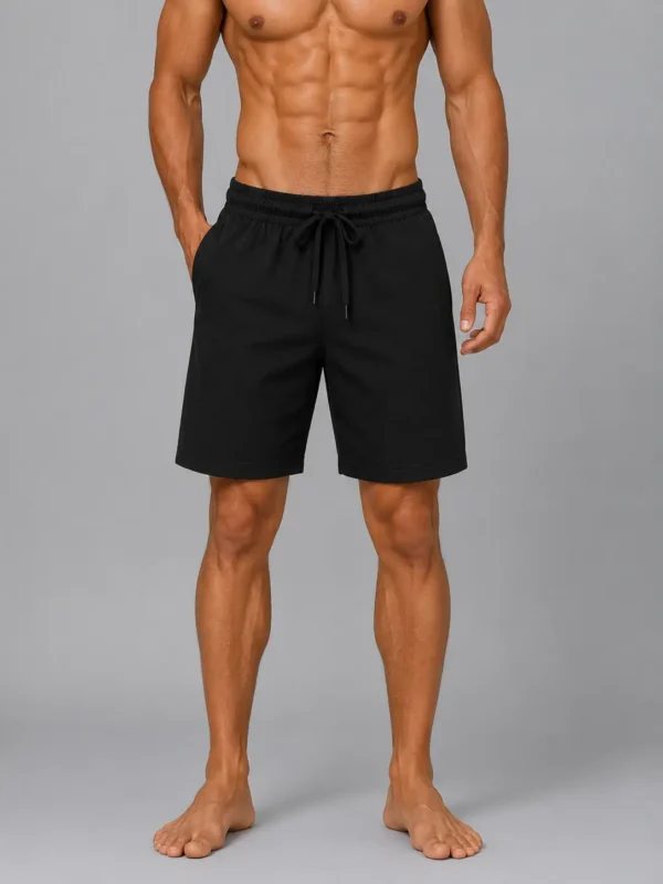 Black Linen Comfort-Fit Shorts
